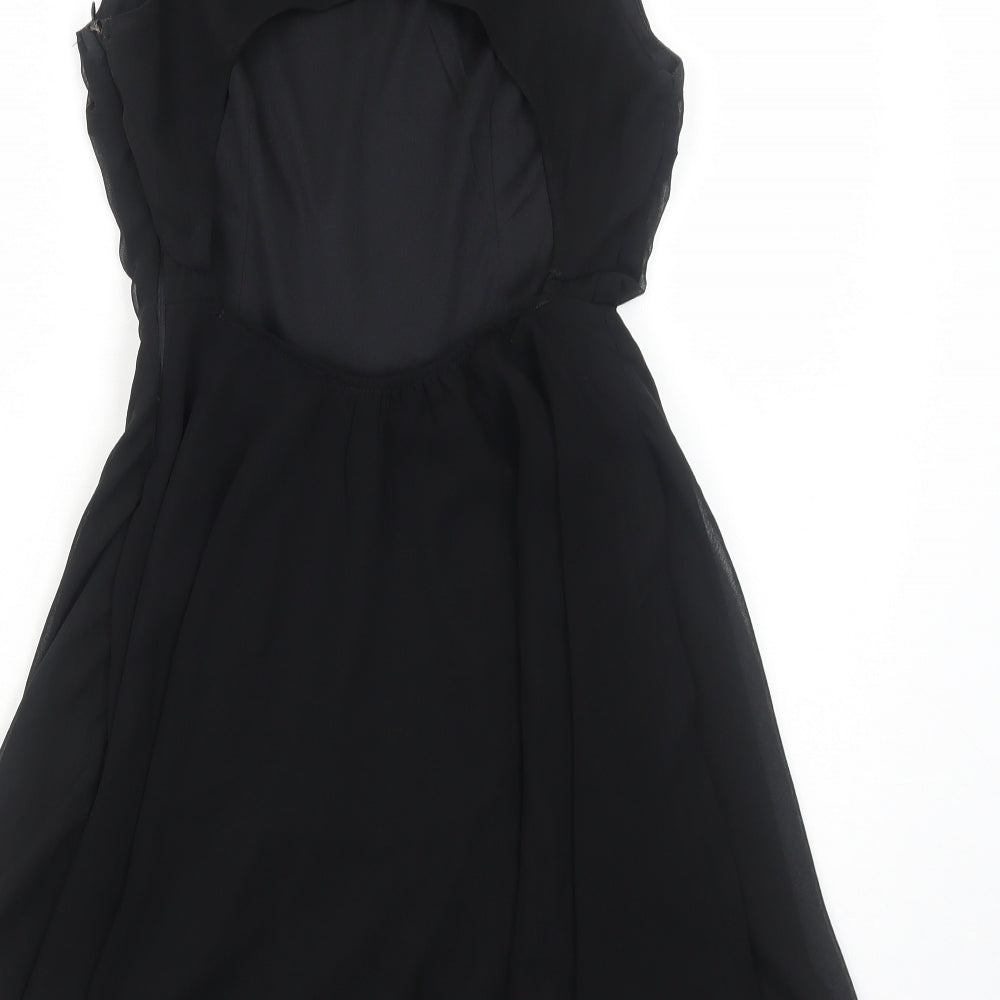 AX Paris Womens Black Polyester Fit & Flare Size 10 Round Neck Zip