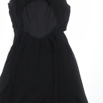 AX Paris Womens Black Polyester Fit & Flare Size 10 Round Neck Zip