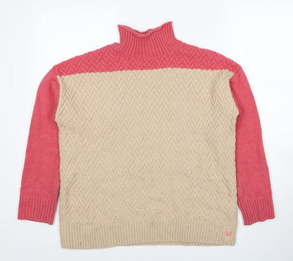 Crew Clothing Womens Beige High Neck Cotton Pullover Jumper Size 12