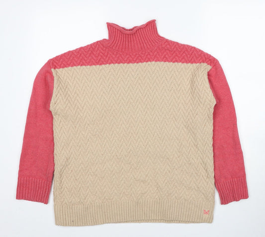 Crew Clothing Womens Beige High Neck Cotton Pullover Jumper Size 12
