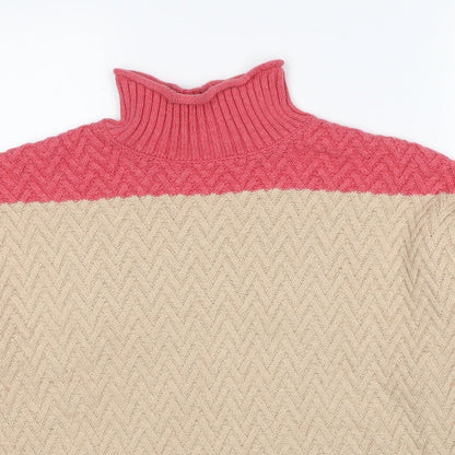 Crew Clothing Womens Beige High Neck Cotton Pullover Jumper Size 12