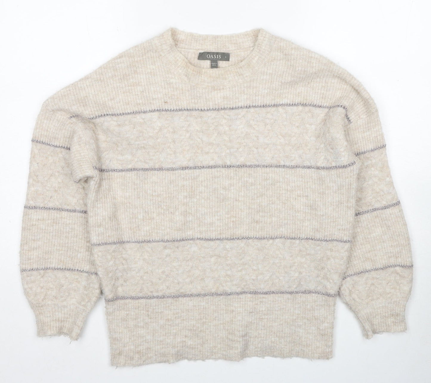 Womens UK Size S Oasis Beige Pullover Jumper
