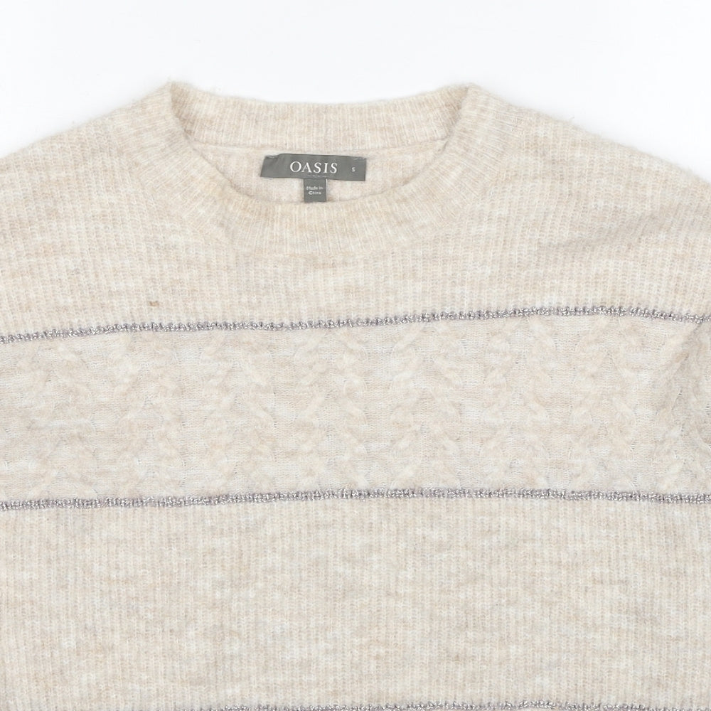 Womens UK Size S Oasis Beige Pullover Jumper
