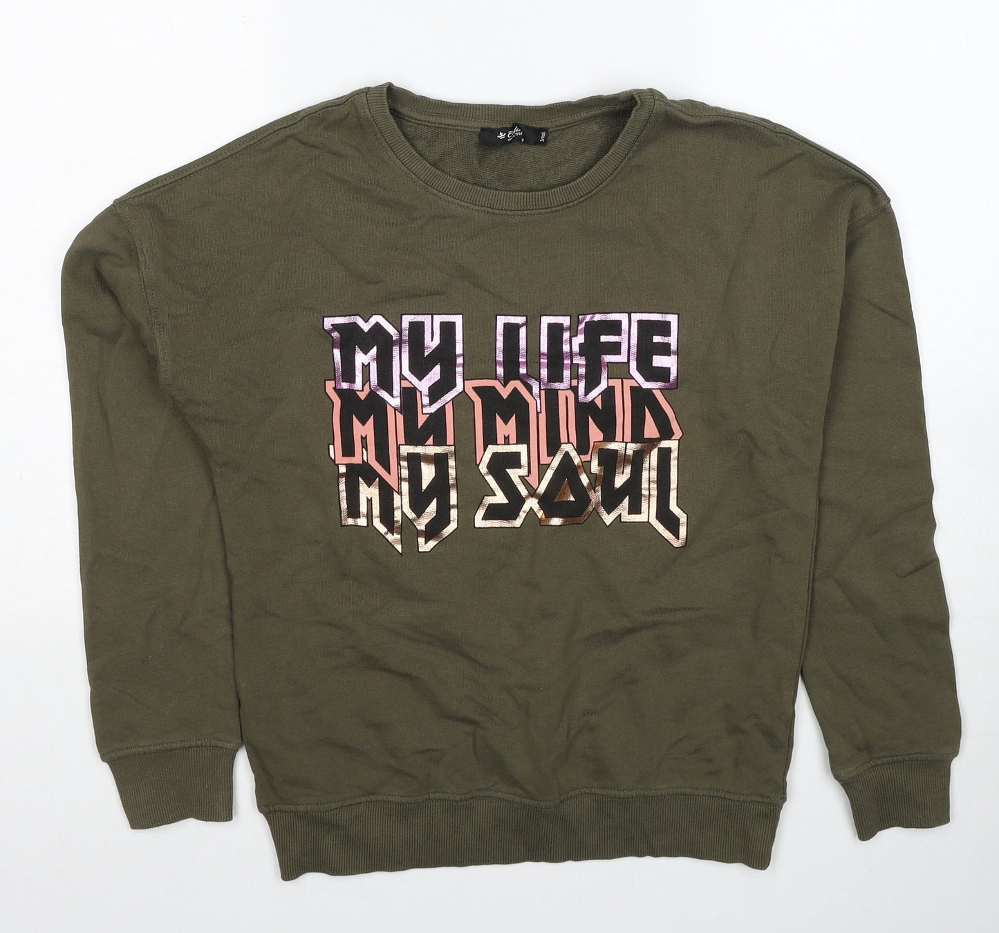 Collins Womens Green Cotton Pullover Sweatshirt Size S Pullover - My Life, My Mind, My Soul