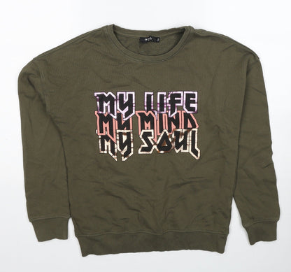 Collins Womens Green Cotton Pullover Sweatshirt Size S Pullover - My Life, My Mind, My Soul