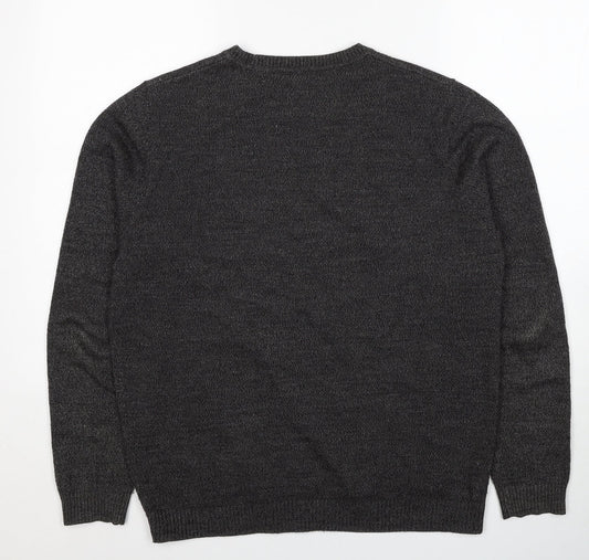 ASOS Mens Grey Round Neck Acrylic Pullover Jumper Size M Long Sleeve
