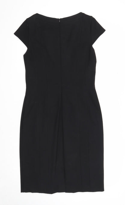 Laurel Womens Black Colourblock Viscose A-Line Size 12 Round Neck Zip