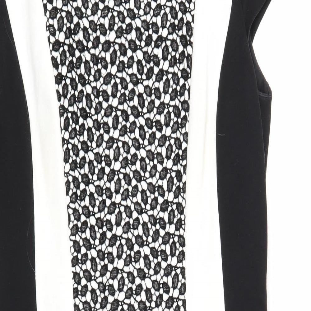 Laurel Womens Black Colourblock Viscose A-Line Size 12 Round Neck Zip