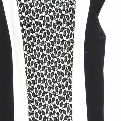 Laurel Womens Black Colourblock Viscose A-Line Size 12 Round Neck Zip