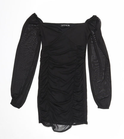 PRETTYLITTLETHING Womens Black Polyester Bodycon Size 8 Sweetheart Pullover