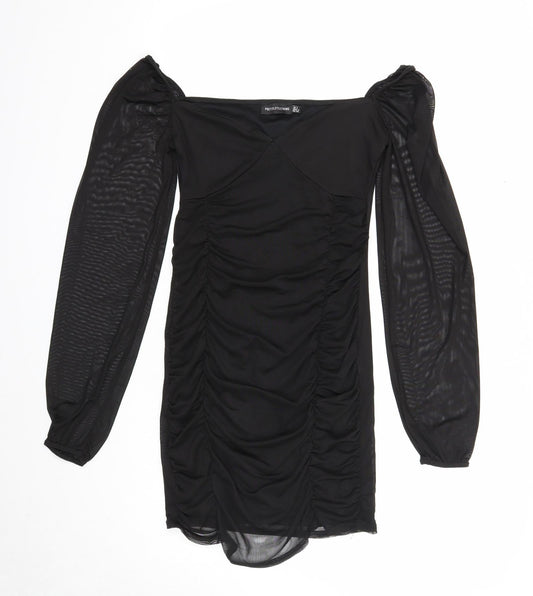 PRETTYLITTLETHING Womens Black Polyester Bodycon Size 8 Sweetheart Pullover