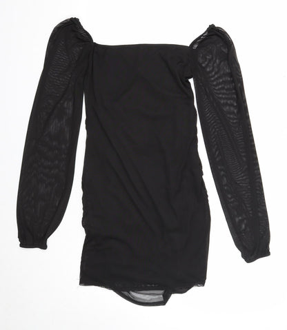 PRETTYLITTLETHING Womens Black Polyester Bodycon Size 8 Sweetheart Pullover