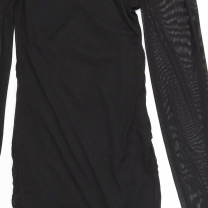 PRETTYLITTLETHING Womens Black Polyester Bodycon Size 8 Sweetheart Pullover