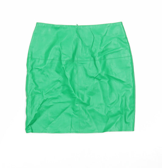 Missguided Womens Green Polyester Mini Skirt Size 4 Zip
