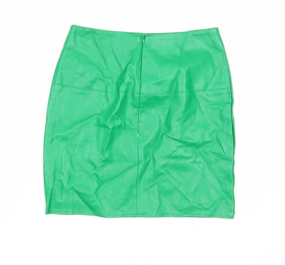 Missguided Womens Green Polyester Mini Skirt Size 4 Zip
