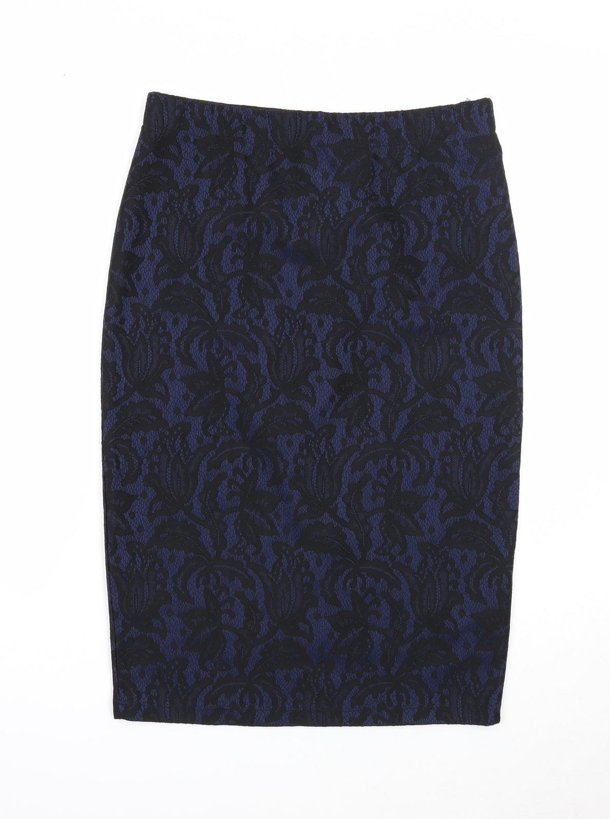 Oasis Womens Blue Geometric Polyester Straight & Pencil Skirt Size S