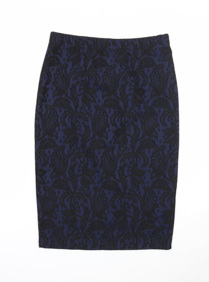 Oasis Womens Blue Geometric Polyester Straight & Pencil Skirt Size S