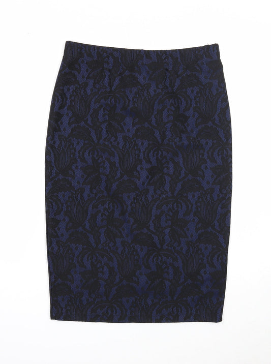 Oasis Womens Blue Geometric Polyester Straight & Pencil Skirt Size S