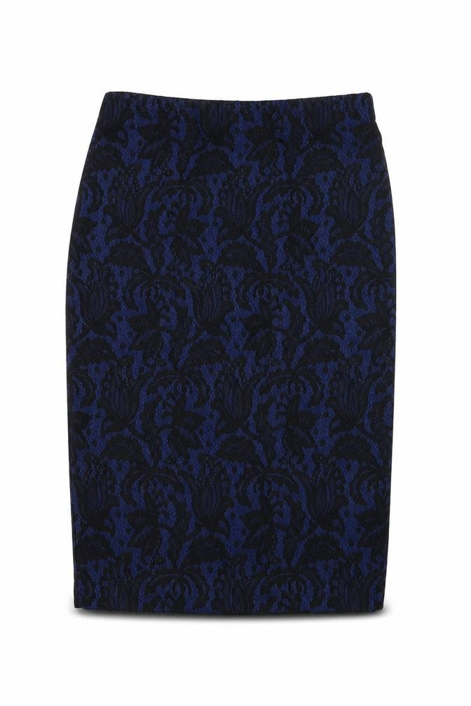 Oasis Womens Blue Geometric Polyester Straight & Pencil Skirt Size S