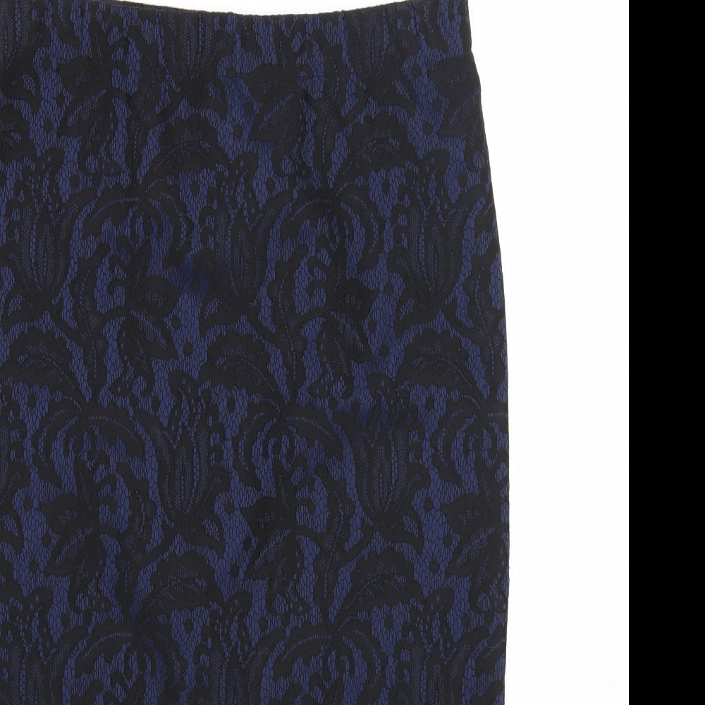 Oasis Womens Blue Geometric Polyester Straight & Pencil Skirt Size S