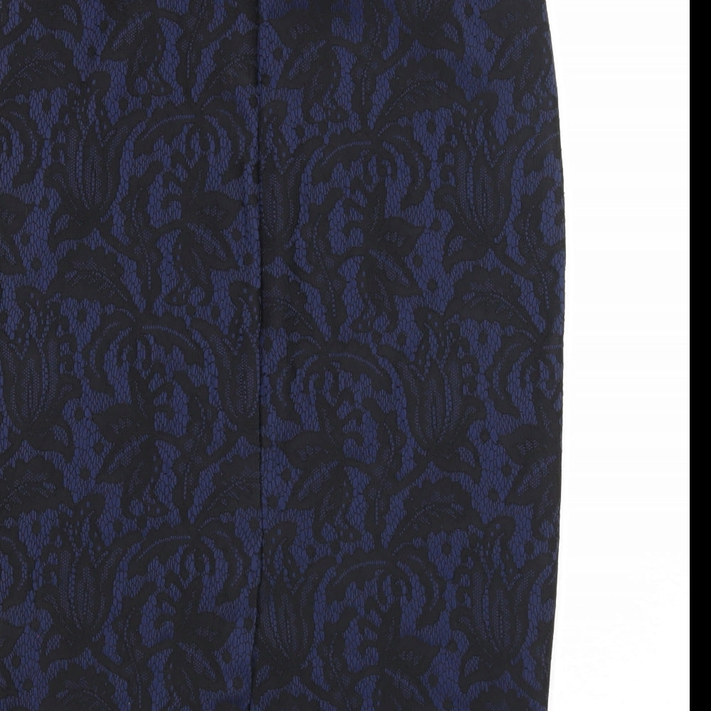 Oasis Womens Blue Geometric Polyester Straight & Pencil Skirt Size S