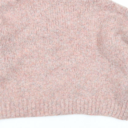TU Womens Pink V-Neck Acrylic Pullover Jumper Size S