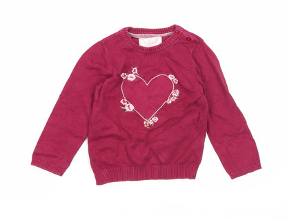 Young Dimension Girls Purple Cotton Pullover Jumper Size 24 Months Button - Heart