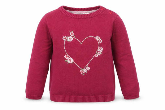 Young Dimension Girls Purple Cotton Pullover Jumper Size 24 Months Button - Heart