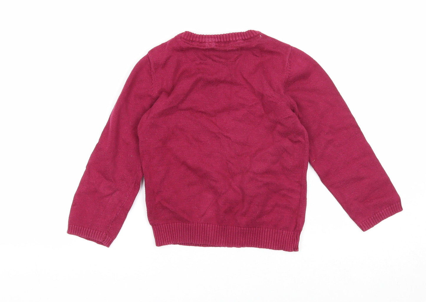 Young Dimension Girls Purple Cotton Pullover Jumper Size 24 Months Button - Heart