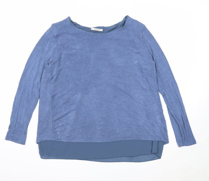Simply Stock Shop Womens Blue Viscose Basic Blouse One Size Round Neck