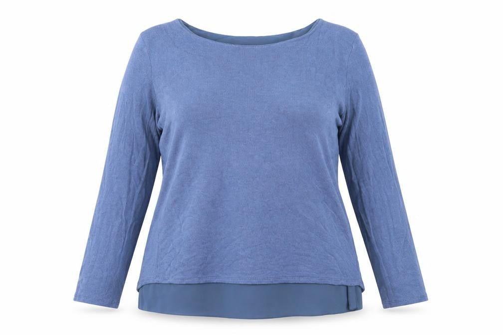Simply Stock Shop Womens Blue Viscose Basic Blouse One Size Round Neck