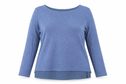 Simply Stock Shop Womens Blue Viscose Basic Blouse One Size Round Neck