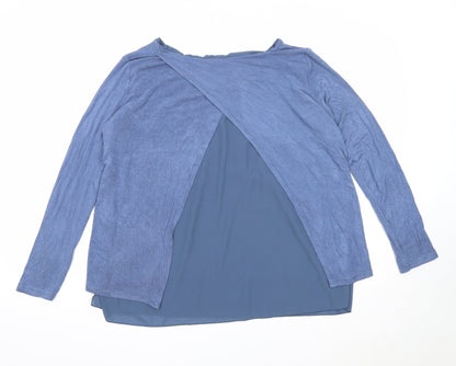 Simply Stock Shop Womens Blue Viscose Basic Blouse One Size Round Neck