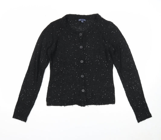 Gap Womens Black Round Neck Polyester Cardigan Jumper Size S