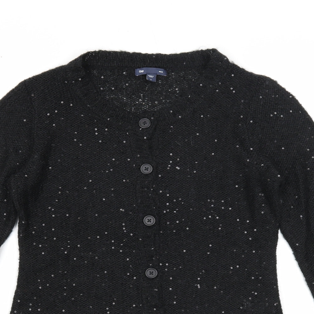 Gap Womens Black Round Neck Polyester Cardigan Jumper Size S
