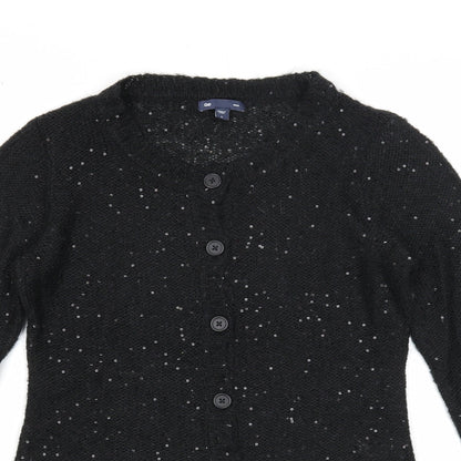 Gap Womens Black Round Neck Polyester Cardigan Jumper Size S