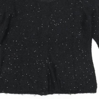 Gap Womens Black Round Neck Polyester Cardigan Jumper Size S