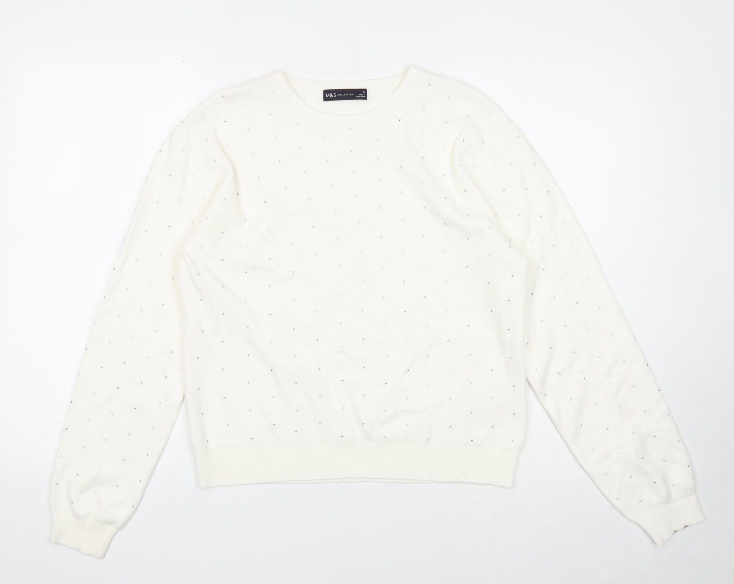 Womens UK Size M Marks and Spencer White Pullover Jumper