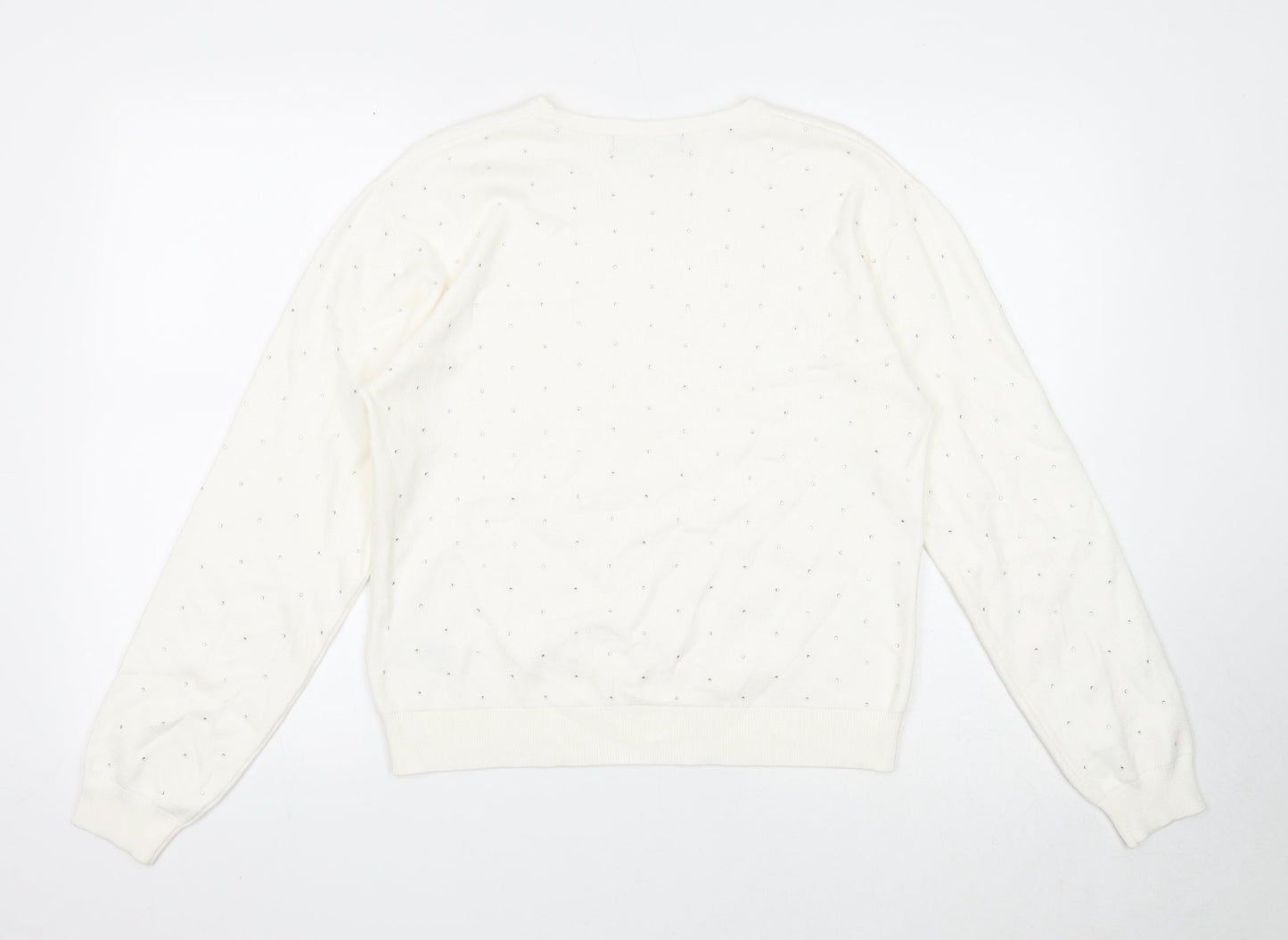 Womens UK Size M Marks and Spencer White Pullover Jumper