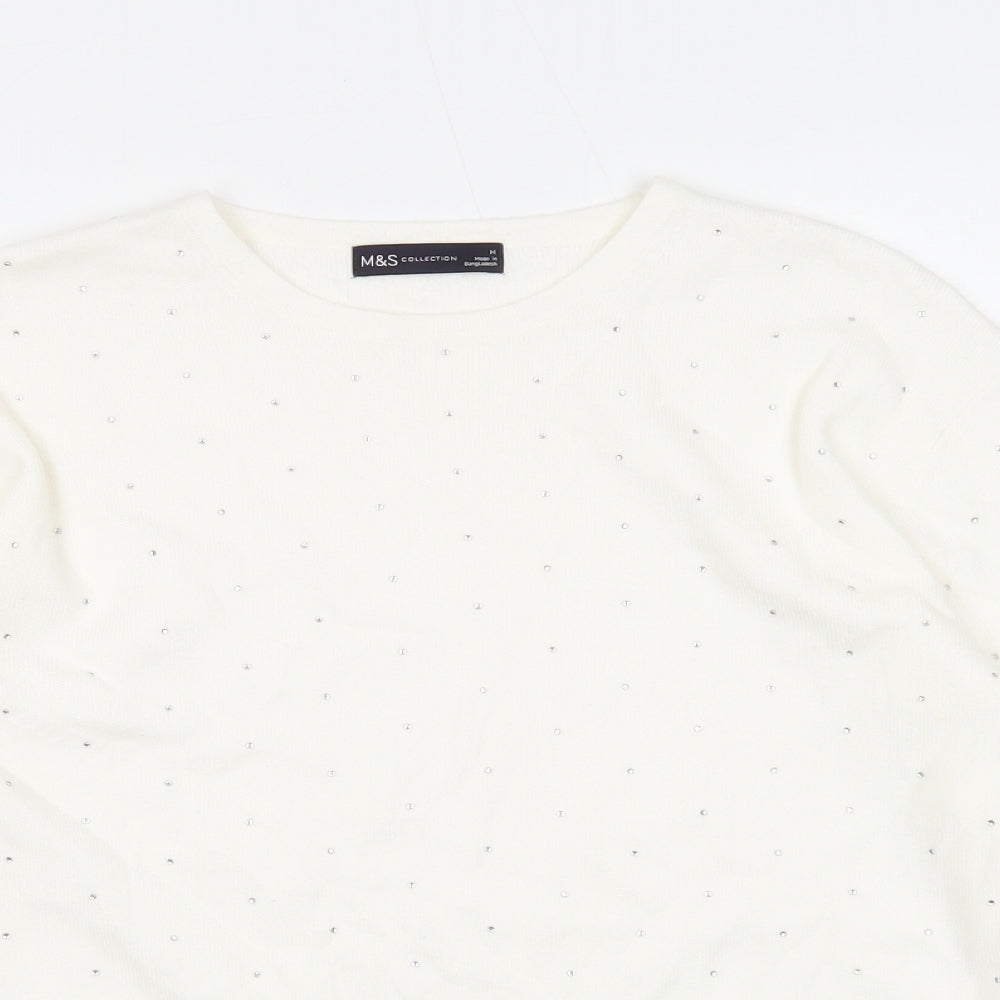 Womens UK Size M Marks and Spencer White Pullover Jumper