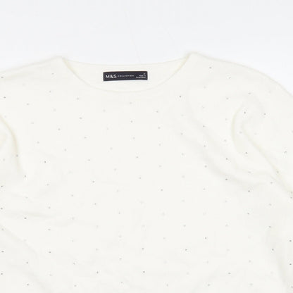 Womens UK Size M Marks and Spencer White Pullover Jumper