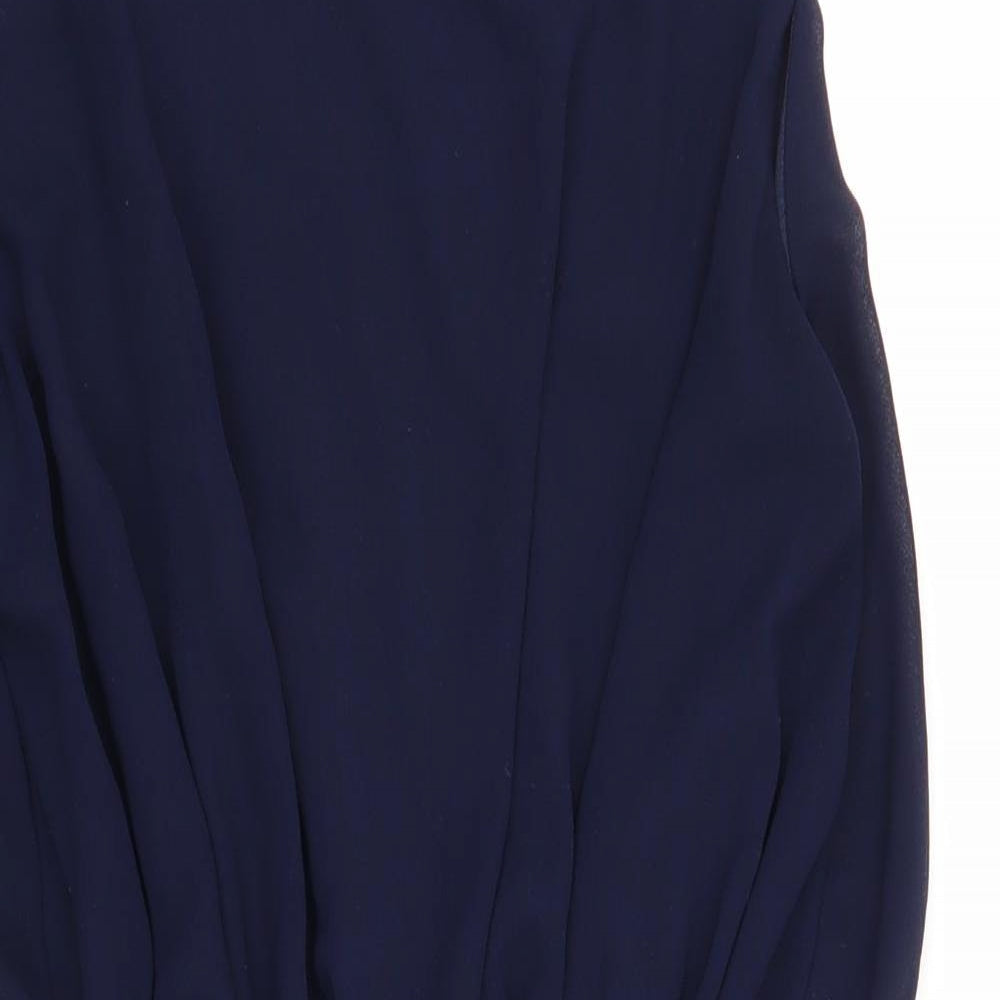 Girl In Mind Womens Blue Polyester Fit & Flare Size 12 Boat Neck Button