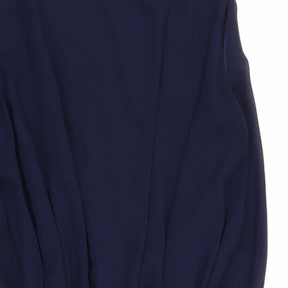 Girl In Mind Womens Blue Polyester Fit & Flare Size 12 Boat Neck Button