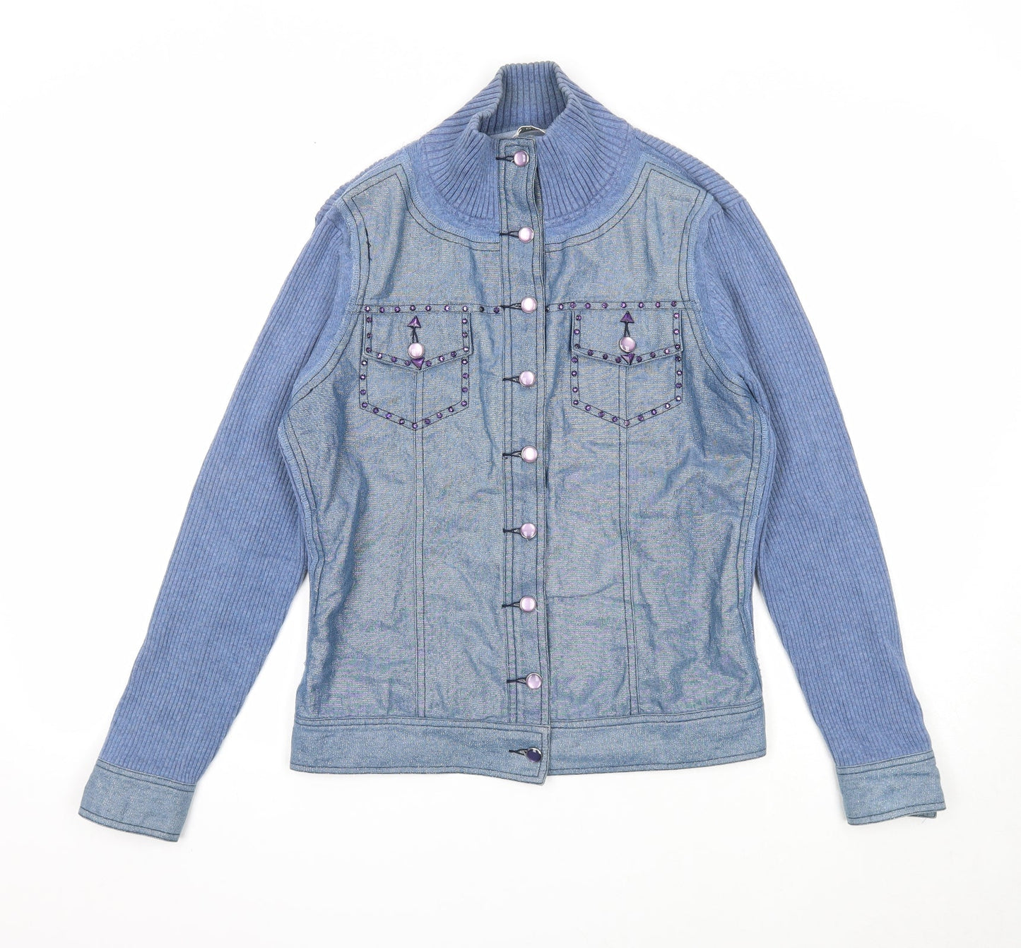 Elegance Fashion Womens Blue Cotton Jacket Size 14 Snap