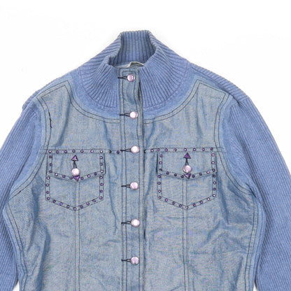Elegance Fashion Womens Blue Cotton Jacket Size 14 Snap