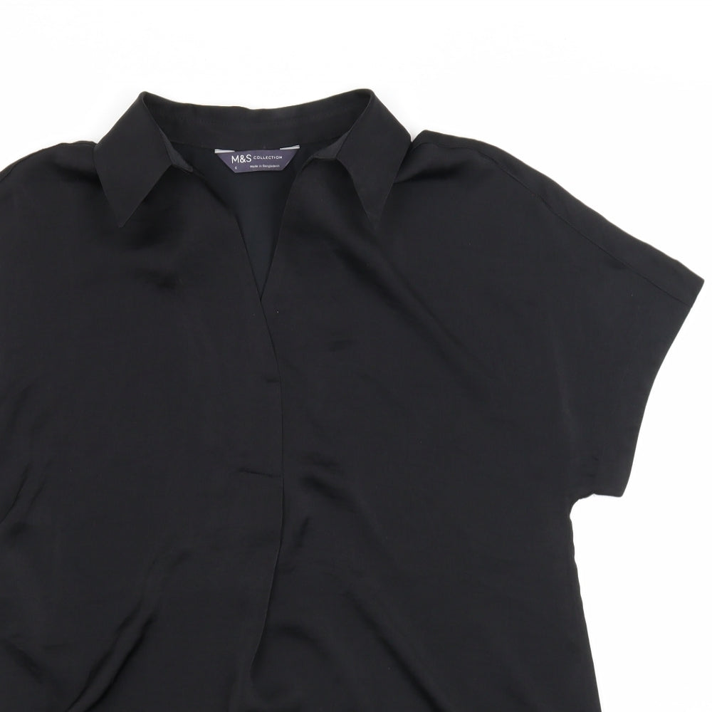 Womens UK Size 6 Marks and Spencer Black Tunic Blouse