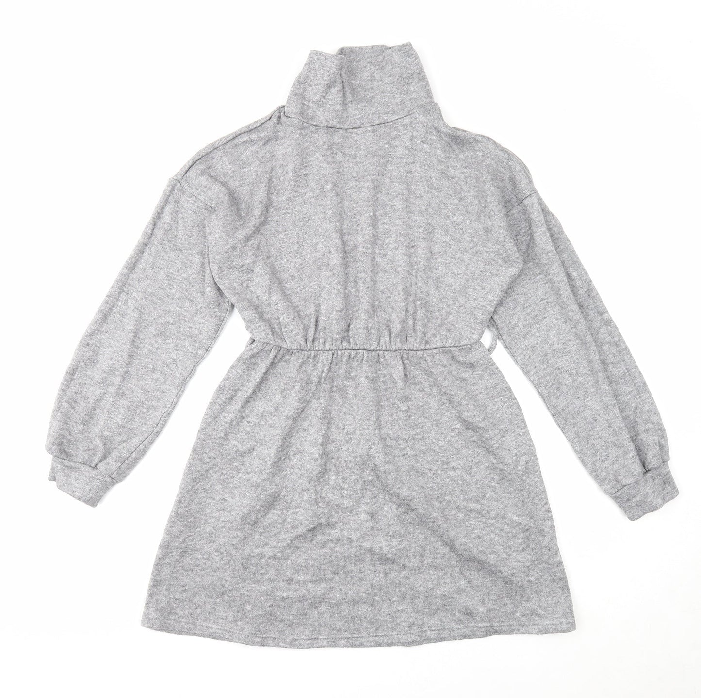 Very Womens Grey Viscose Jumper Dress Size 8 High Neck Pullover