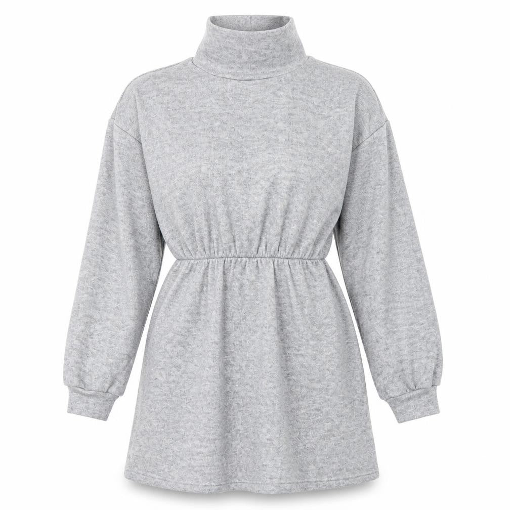 Very Womens Grey Viscose Jumper Dress Size 8 High Neck Pullover
