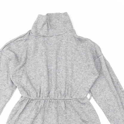 Very Womens Grey Viscose Jumper Dress Size 8 High Neck Pullover