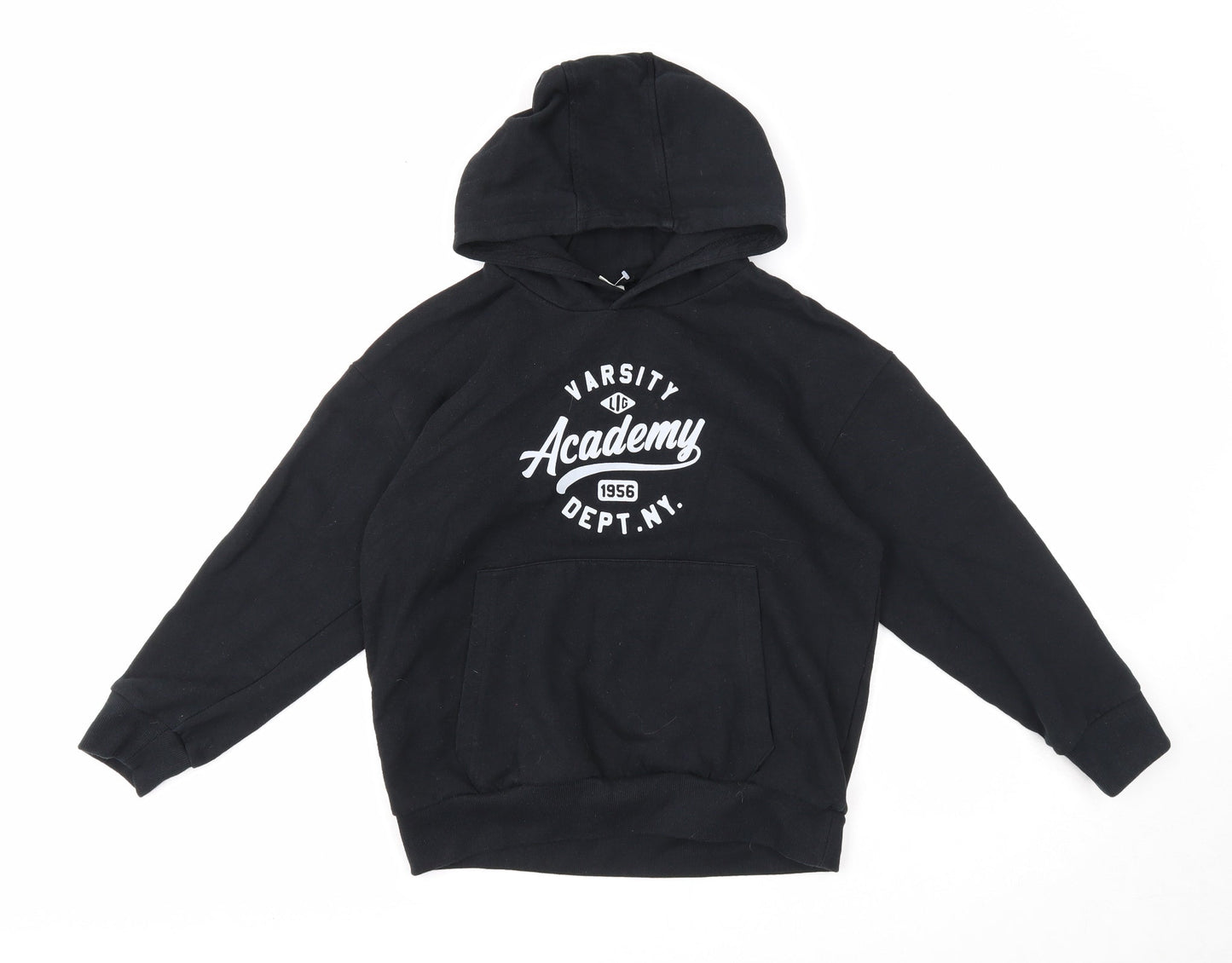 DeFacto Girls Black Cotton Pullover Hoodie Size 9-10 Years Pullover